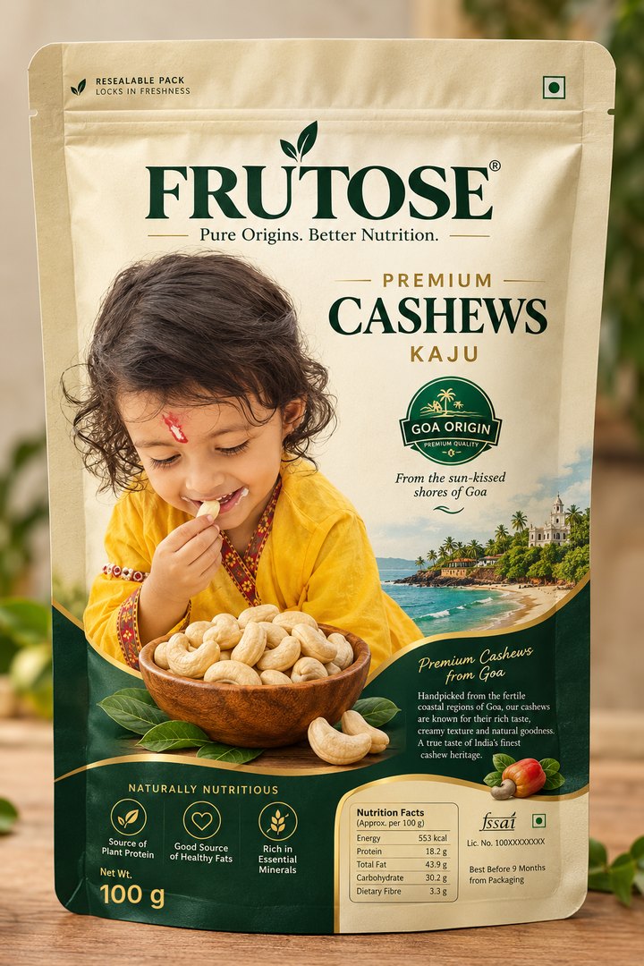 FRUTOSE Premium Cashews 100 g pack